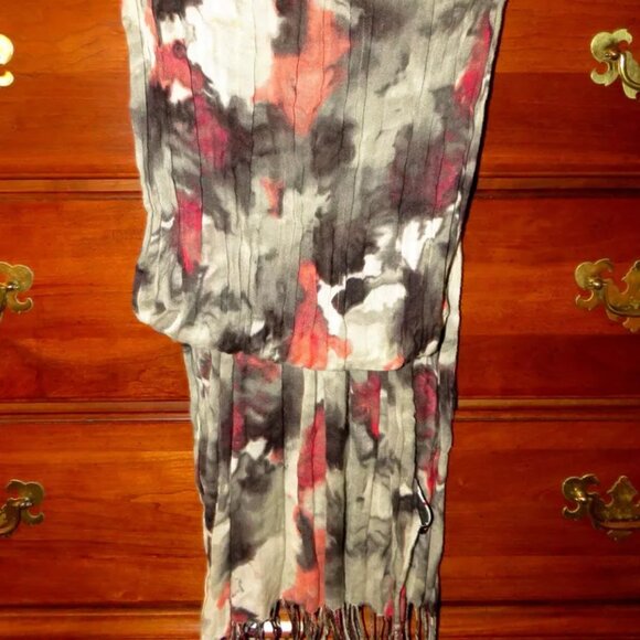 NY&Company Pink Black Tie Dye Oblong Scarf Wrap Shawl Sarong One Sz abt 72"x15" - Picture 8 of 13
